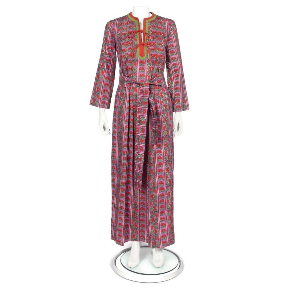 TREACY LOWE Vintage London Floral Block Print Made in India Kaftan Dress sz 8
